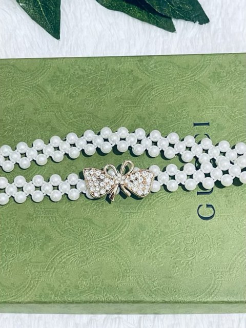 Pérolas Fivela Dourada  Feminino Cinto Elástico