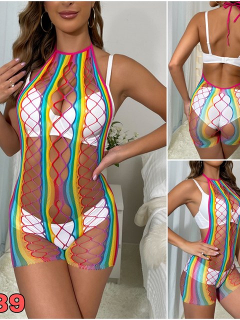 Vestido Arrastão Lingerie multicor /Saída de Praia