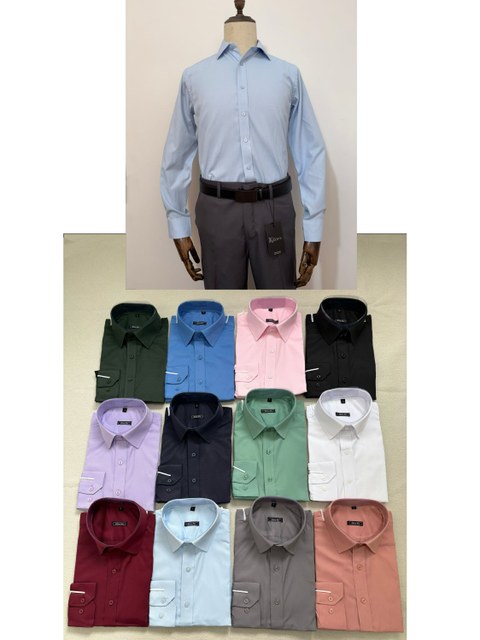 Camisa Social Masculina Manga Longa Slim Fit，