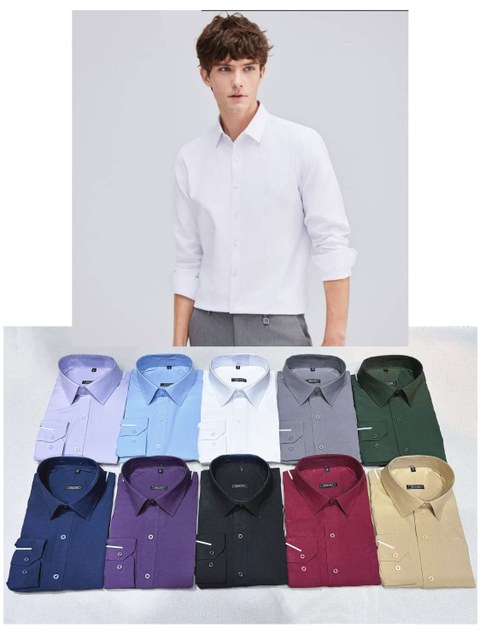 Camisa Social Masculina Manga Longa Slim Fit，