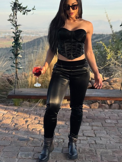 Calça Legging Feminina De Vinil Aveludado