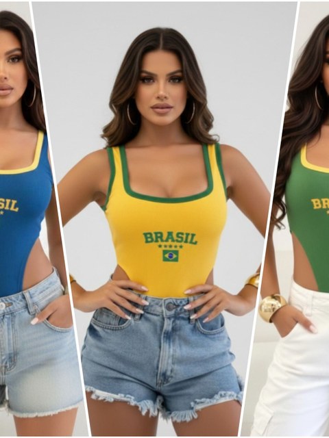 Body Regata Feminino Brasil Lançamento Copa 2026 Tendência