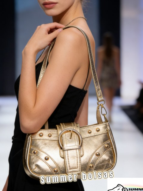 Bolsa metalizada com metal chic AL-1416