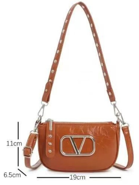 Bolsa metalizada bem chic com letra V, 2 alças AL-12511