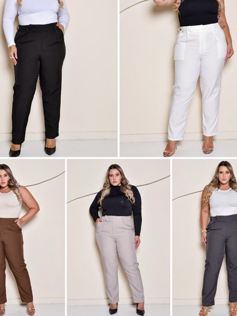 Calça feminina social básica elegante Luís Twil Mom Novo