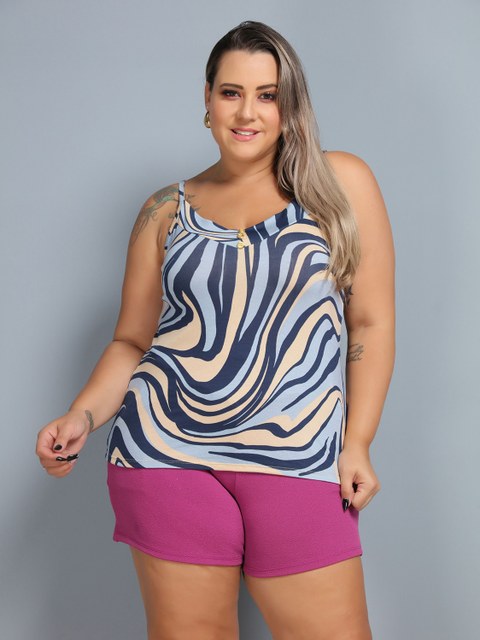 Regata Blusa Camiseta Plus Size Feminina Alça Estampada