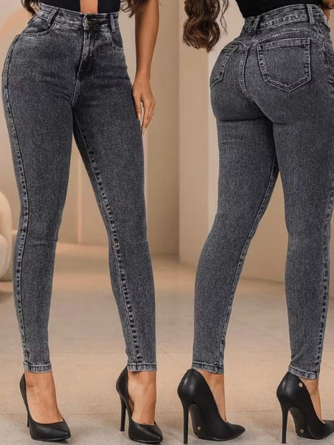 Calca jeans feminina grafite com lycra
