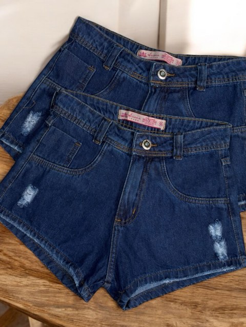 Short feminina jeans escura