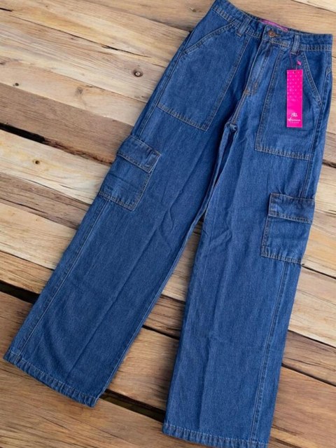 Calca Cargo Feminina escura liza