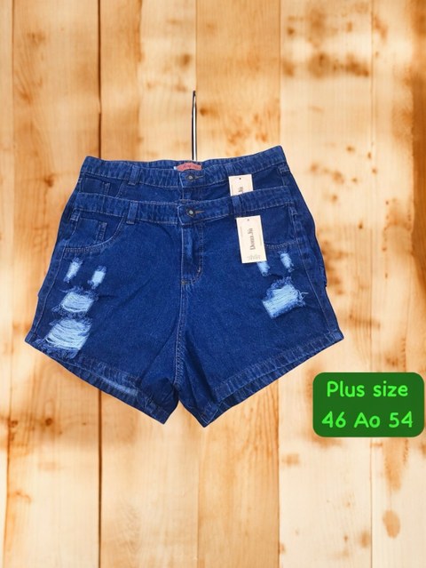 Short plus feminina jeans escura