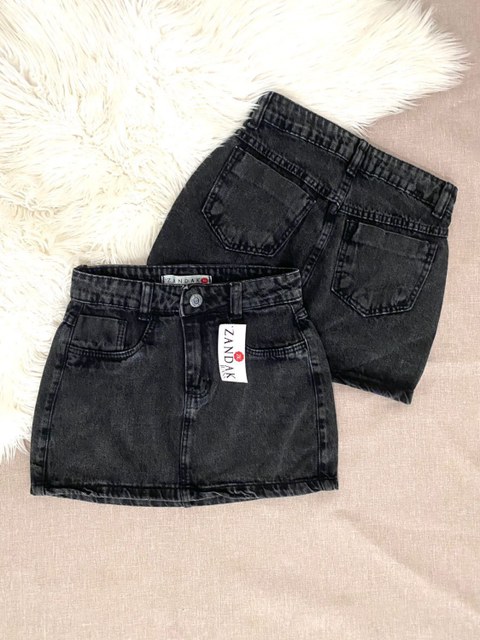 Saia jeans preta marmorizado (A7)