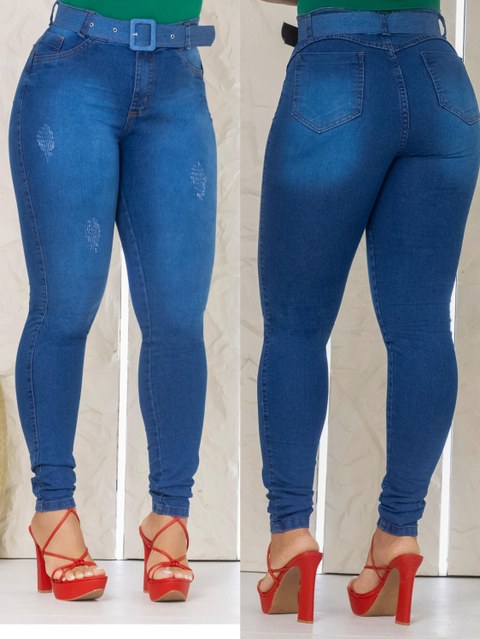 Calca jeans skinny feminina com lycra com skinny