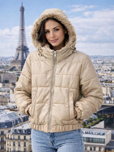 Jaqueta puffer forrada feminina