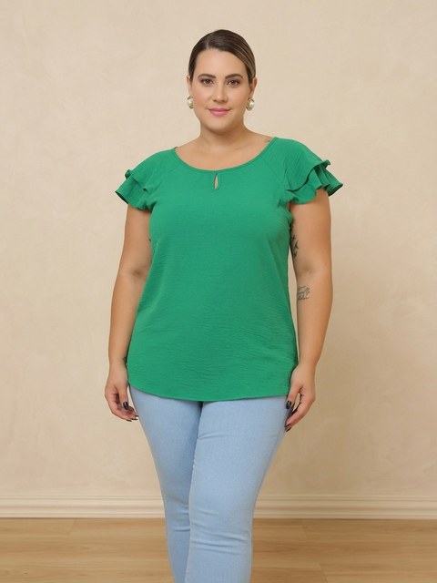 (Blusa Babados Plus Size Feminina)**
