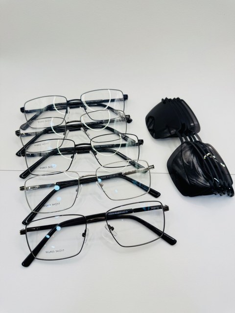 Armação de Óculos de Aço, CLip-On 2 em 1, QW-803