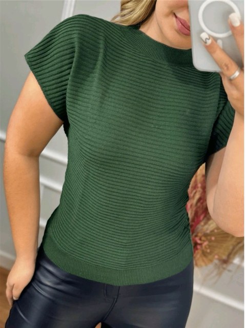 Blusa 2025 Modal Básica Modal Feminina Verão Tricot Tricô Plus