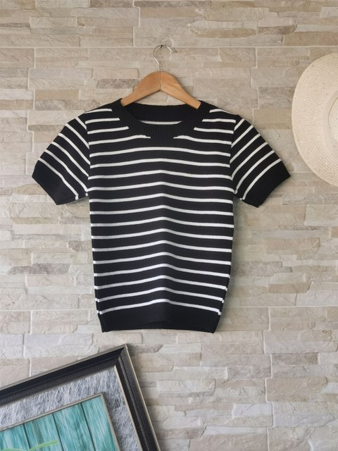 Feminina Modal Blusa Listras Riscas Grandes Modal