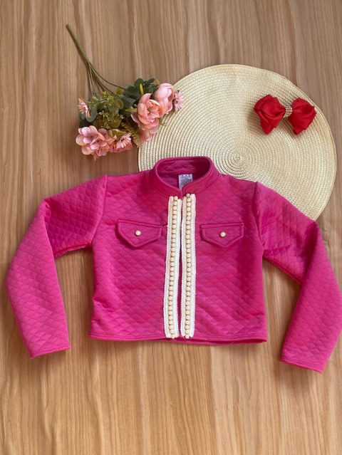 Casaco bolero com pérolas outono inverno
