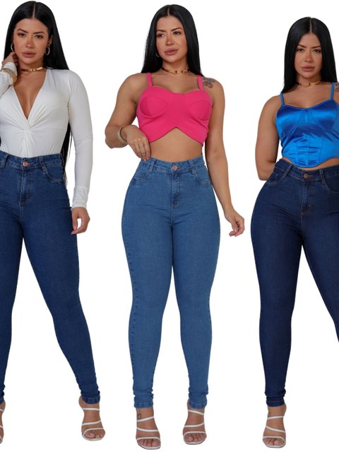 Kit 3 Calça Jeans Feminina Siknny Com Lycra Premium