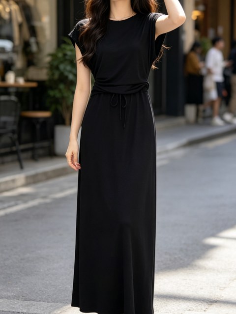 Conjunto blusa e saia longo liso