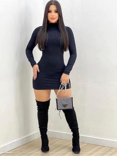 Vestido Gola manga longa