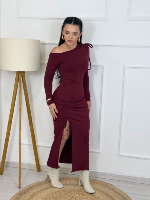 Vestido manga longa canelado Anaruga