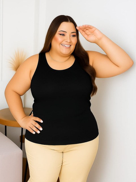 Blusa Regata Plus Size Ribana