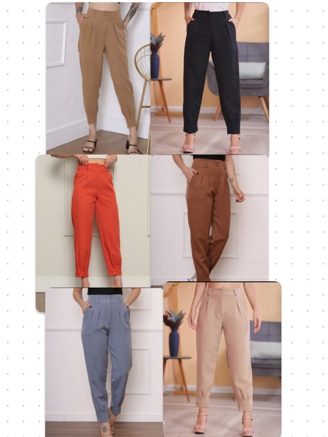 Calça Cenoura Jogger Alfaiataria Feminina Barra Com Ziper Moda Blogueira