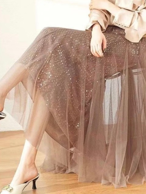 Saia Tule com paetê importado WK-82