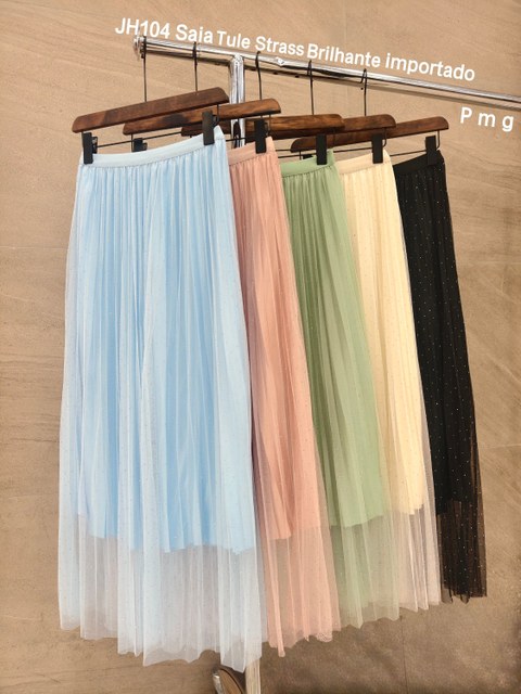 Saia Tule Strass Brilhante importado JH104
