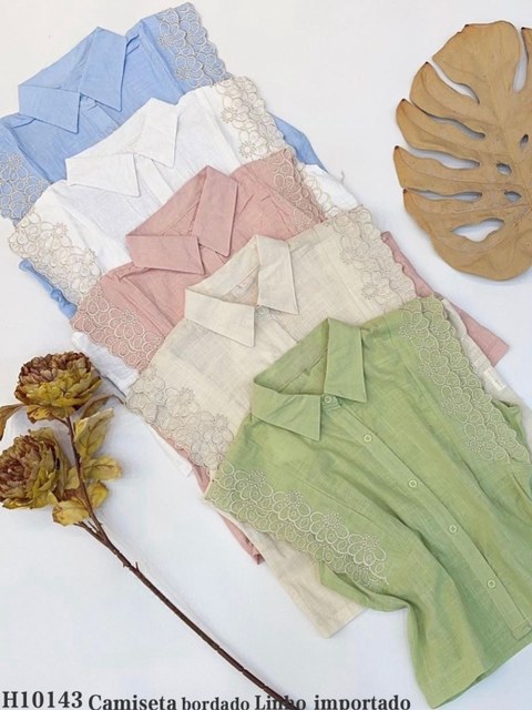 Regata bordado Linho importado femininas modas H10143