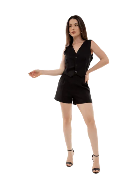 Conjunto Social Colete e Short em Alfaiataria - CON-0055