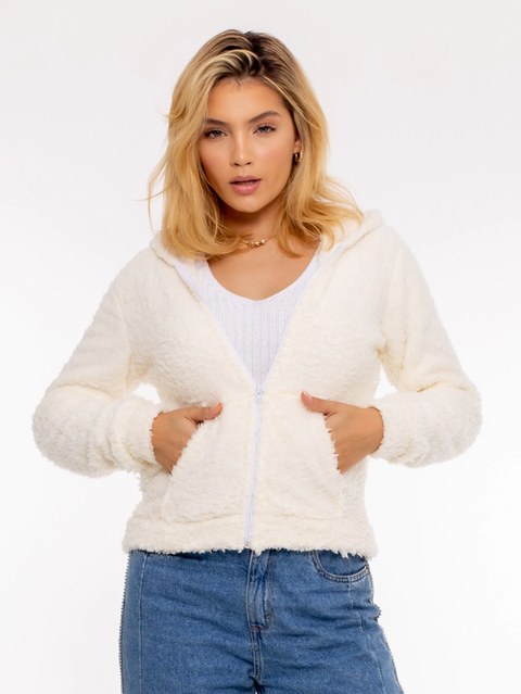 Casaco Feminina De Sherpa Double Jaqueta Quente Blu-007