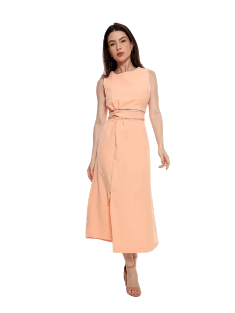 Conjunto social Saia fenda e croppet de amarração alfaiataria CON-0032