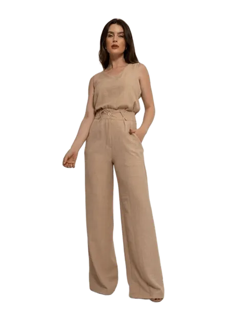 Conjunto de blusa e calça Flare Duna liso CON-0039