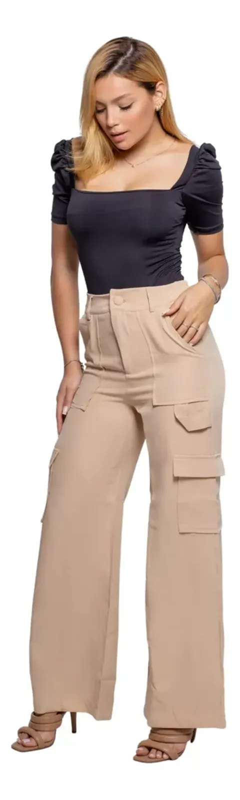 Calça Cargo Feminina Com Botão e Bolso Cl-0021