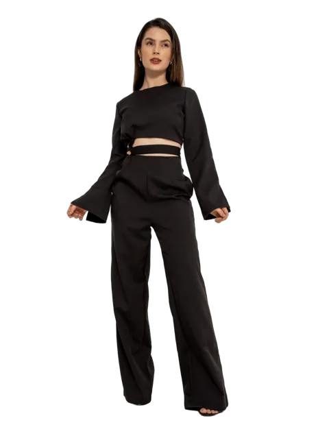 Conjunto Social Calça e Croppet de Amarração alfaiataria CON-0043