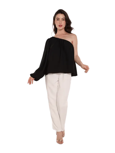 Blusa social feminina manga nula blu-0016