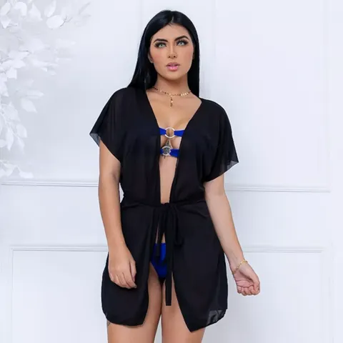 Saída de praia Kimono curta