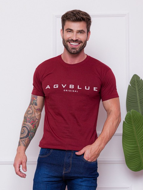 Camiseta Masculina AGVBLUE Simples Estampada Camisa Básica B