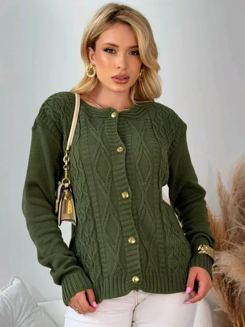 Casaco botão tricô.