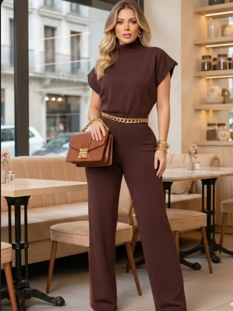 Conjunto Calça tricô modal.