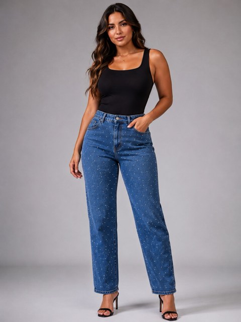 Calça Mom Com Brilho Feminino