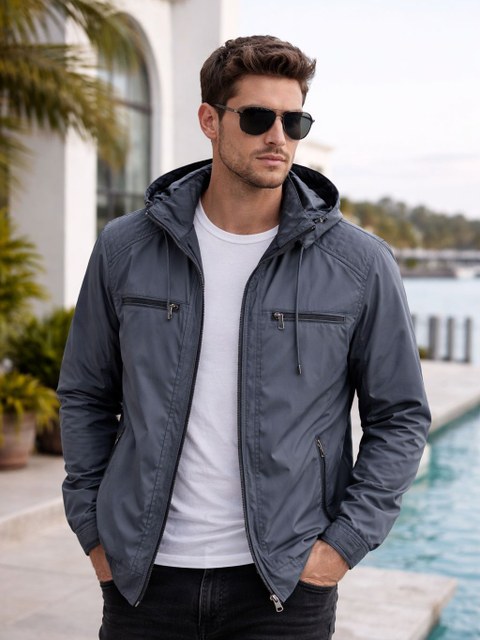 Jaqueta nylon dupla face masculino