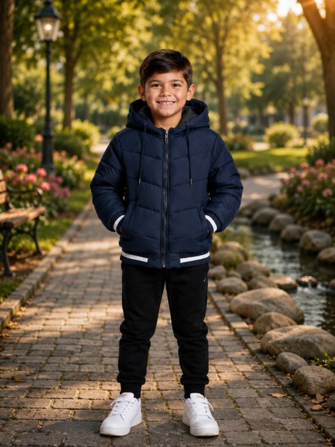 Jaqueta nylon forrada infantil menino