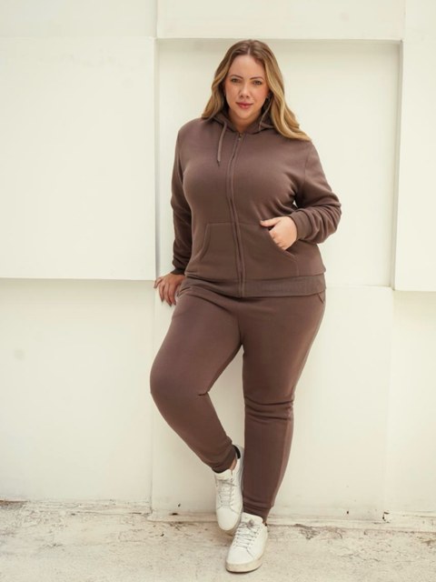 Conjunto moletom forrada feminino plus size