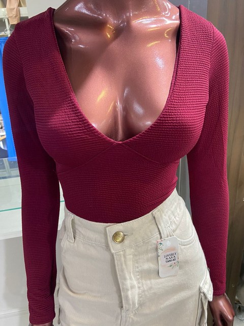 Body recorte manga longa