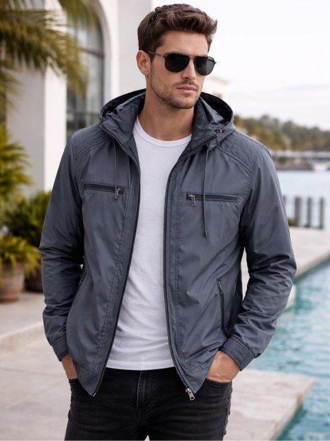 Jaqueta nylon dupla face masculina