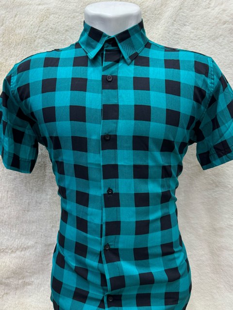 Camisa xadrez masculina manga curta viscose