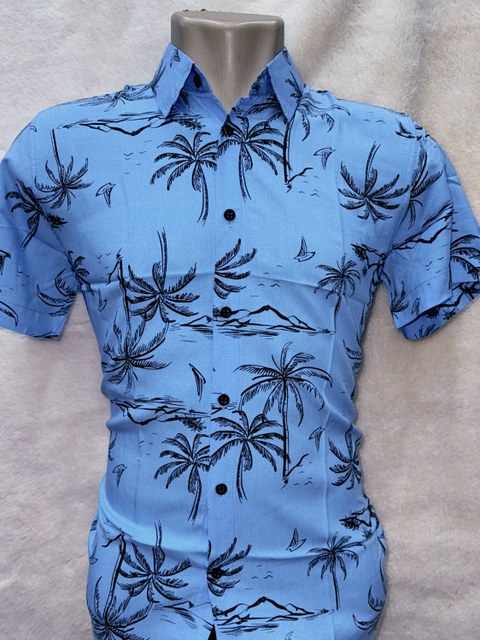 Camisa masculina manga curta viscose